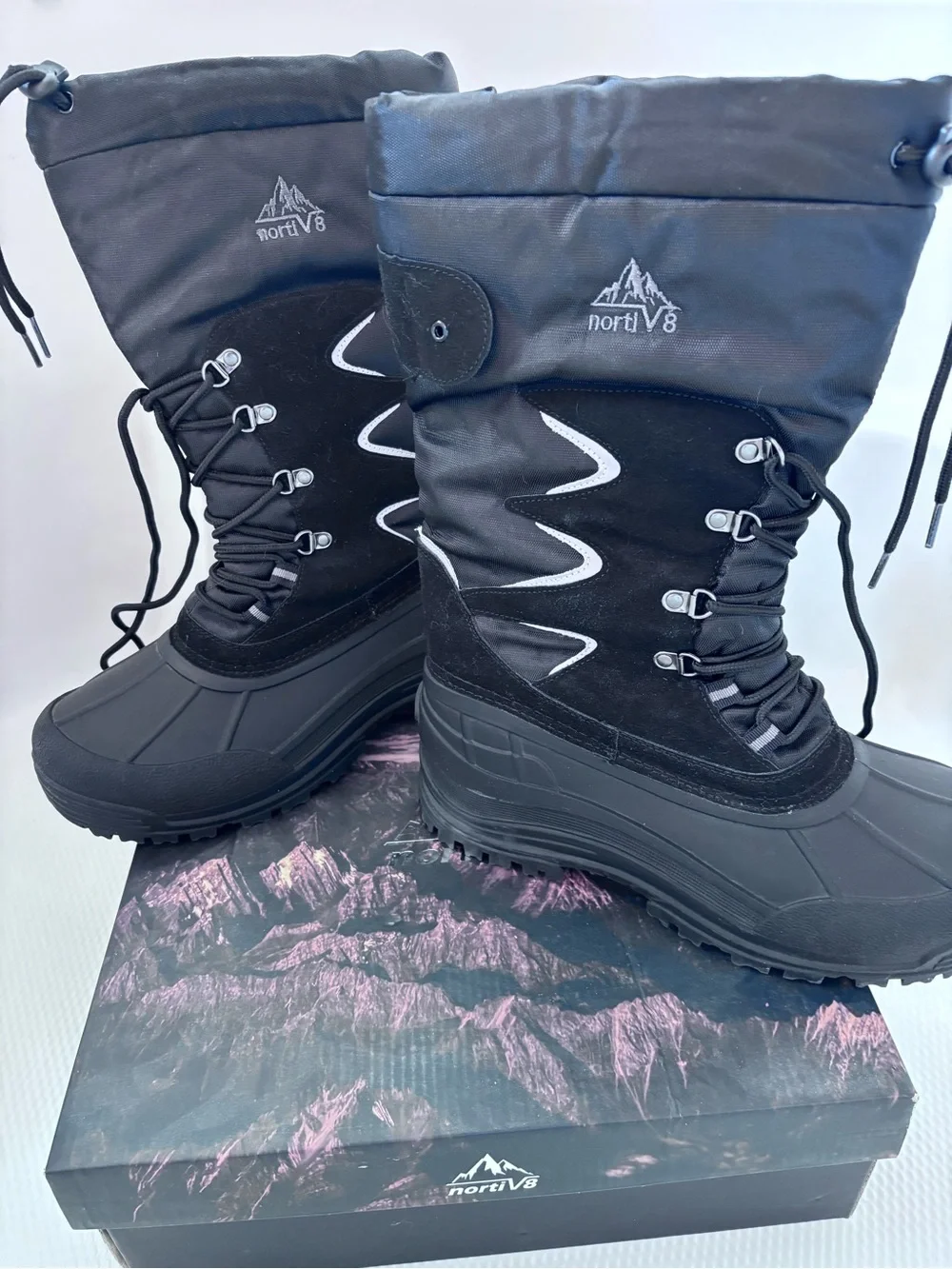 nortiV8 Men's Black Winter Snow Boots with Insulated Shaft